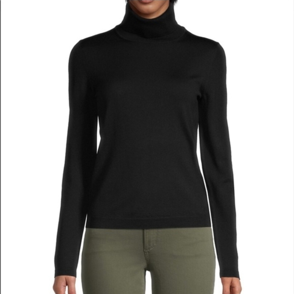 BOSS By Hugo Boss Extra Fine Merino Wool Black Turtleneck Size Large